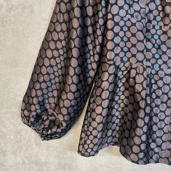 Y2k Babydoll Top Size 4 Silk Puff Sleeve Polka Dot Office Boho Chic Fairy Grunge - Picture 12 of 16